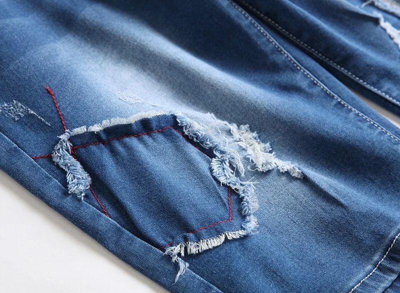 Мужские модные рваные джинсы 2020 мужские джинсовые брюки до колен прямые короткие