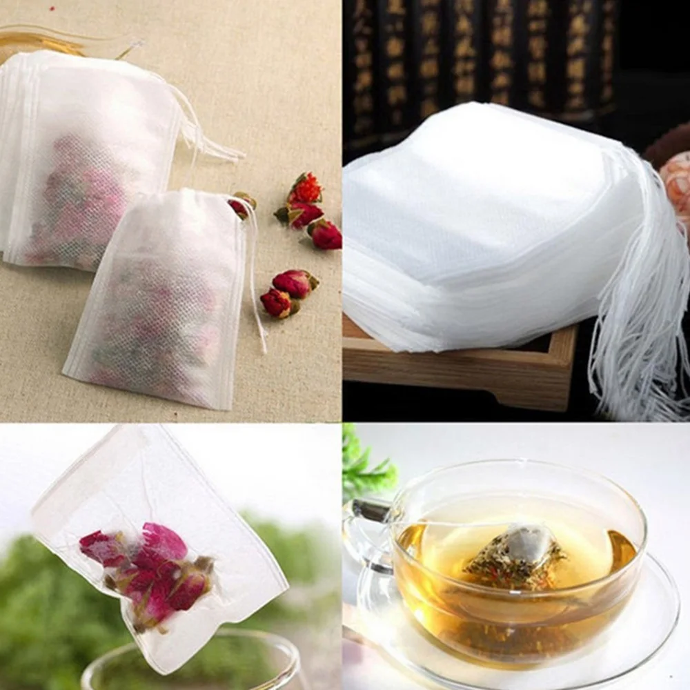 

100Pcs Disposable Tea Bags Empty Teabags String Heat Seal Filter Paper 5.5x7cm