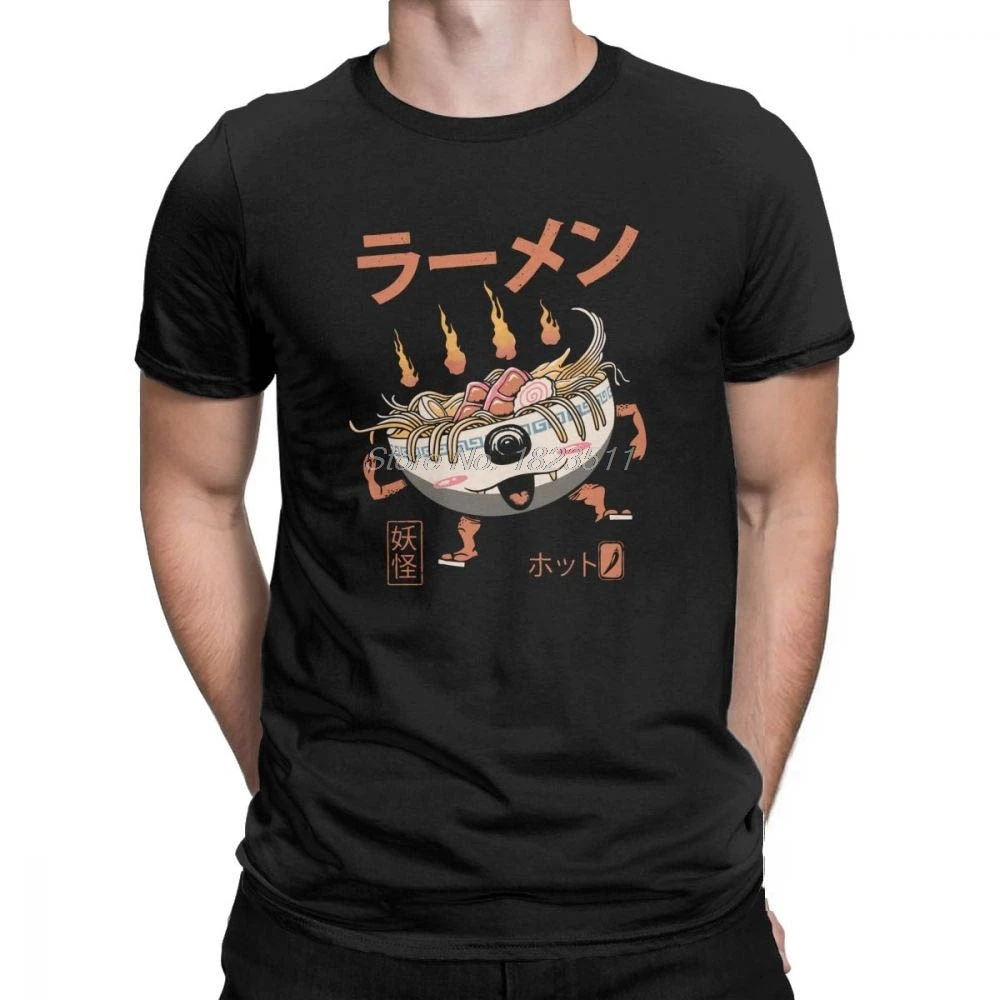 

Yokai Ramen T Shirt Men Pure Cotton Awesome T-Shirts Food Monster Spirit Japanese Tee Shirt Camisetas Tops O Neck Plus Size