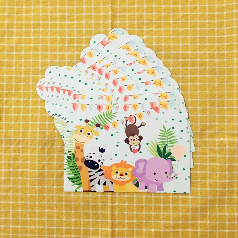 10 шт. джунгли Животные Сафари тема Пригласительные открытки для детей день