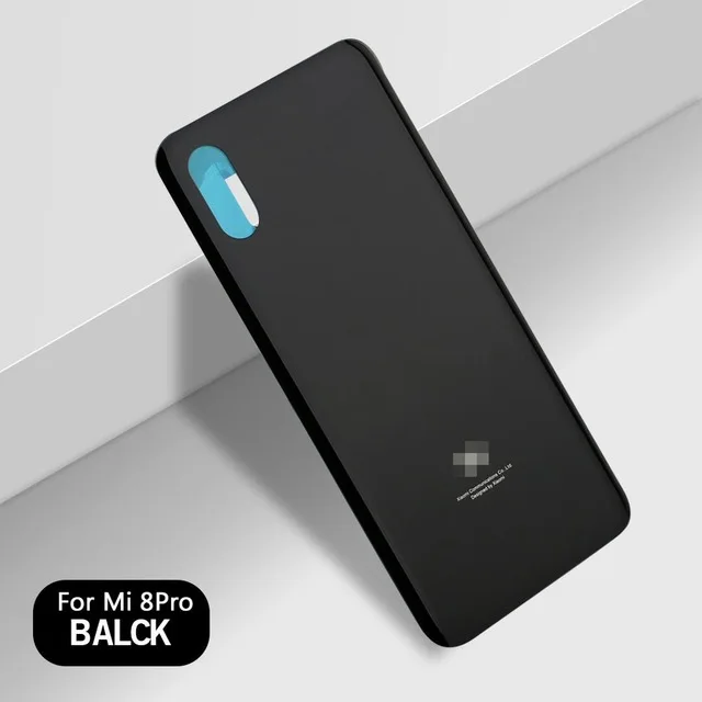 Стеклянная задняя крышка корпуса для Xiaomi mi 8 Explorer/mi 8 Pro задняя крышка батарейного отсека+ наклейка mi 8 explorer - Цвет: Черный