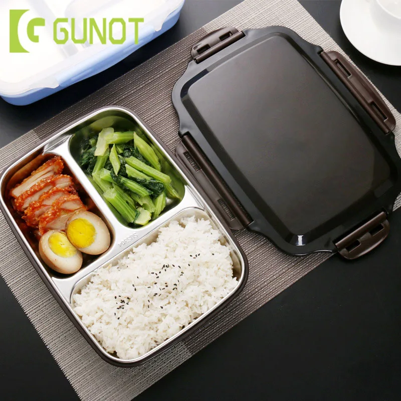 GUNOT Portable Lunch Box Stainless Steel Bento Leakproof Food Container With Compartments Microwavable Heated Lunchbox BPA | Дом и сад