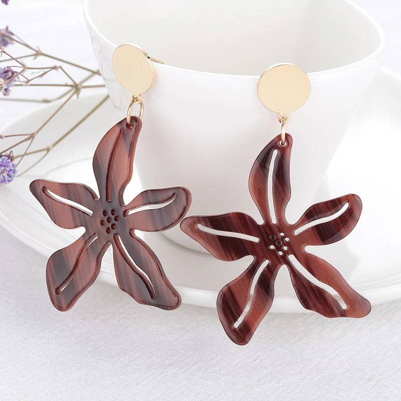 Красочные Висячие серьги с цветами для женщин акриловые ювелирные изделия в