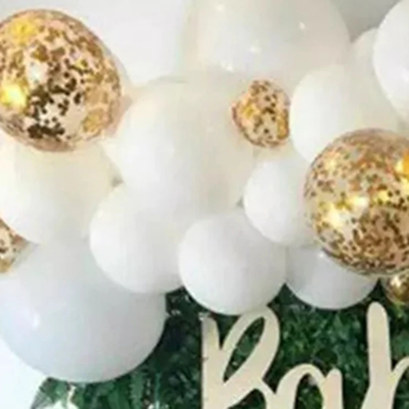 

120 Pc Balloon Arch Kit White Gold Confetti Metallic Balloons Wedding Birthday Party Decorations Baby Shower Party Latex