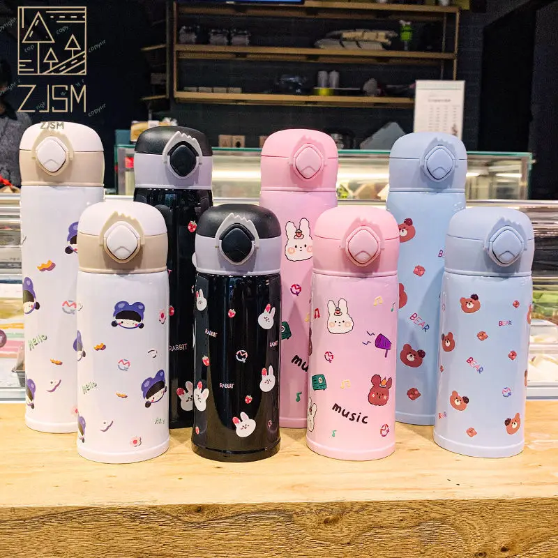 

Lovely Pink bunny 350/500ML Stainless steel flask Coffee Bottle Easy to carry flask Hot water cup Couples Vacuum Mug Gift