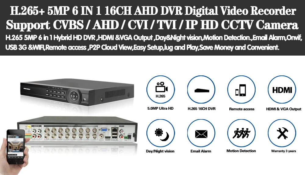 H.265 16CH 8CH 5MP AHD DVR цифровой видеорегистратор для видеонаблюдения камера безопасности Onvif сеть 16 каналов IP HD 1080P NVR электронная сигнализация