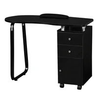 manicure table nail table unilateral square 2 drawers 1 door with hand pillow with wheels black