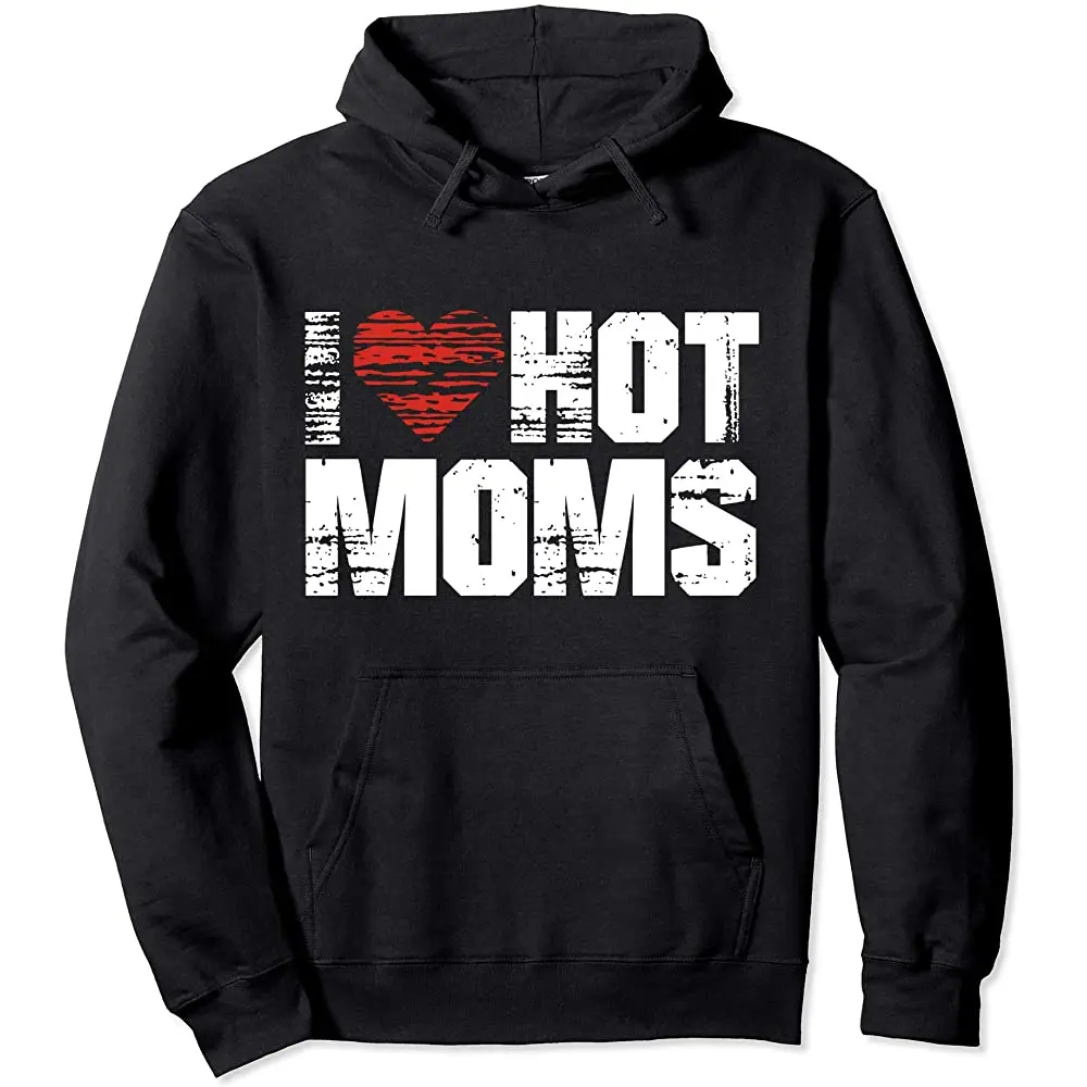 

Винтажный пуловер с капюшоном I Love Hot Mommy