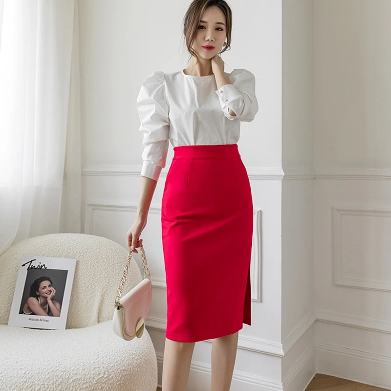 Женская офисная юбка-карандаш с карманами |