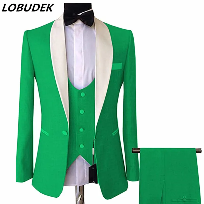 

Men's 3 Piece Suit Business Slim Fit Prom Banquet Formal Suits Male Bridegroom Wedding Suit (Vest+Blazers+Pants) Spring Autumn