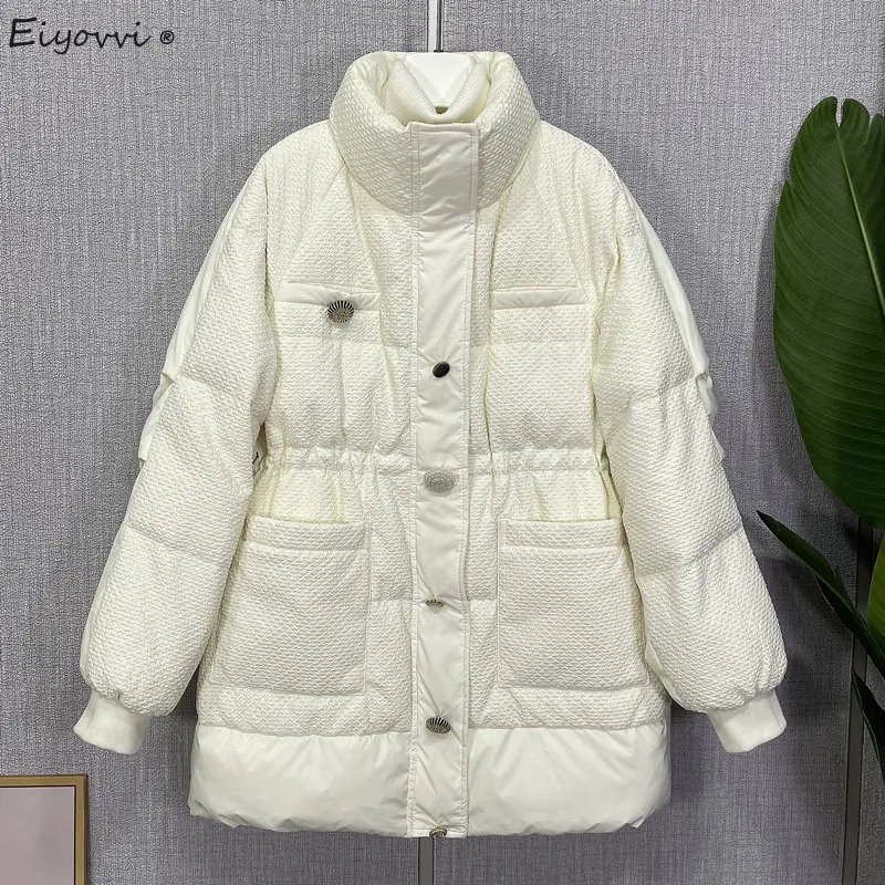 Down Jacket Women Winter 2021 Korean Fashion Loose Thick Stand Collar Coat Warm Female Jackets Elegant Slim Coat