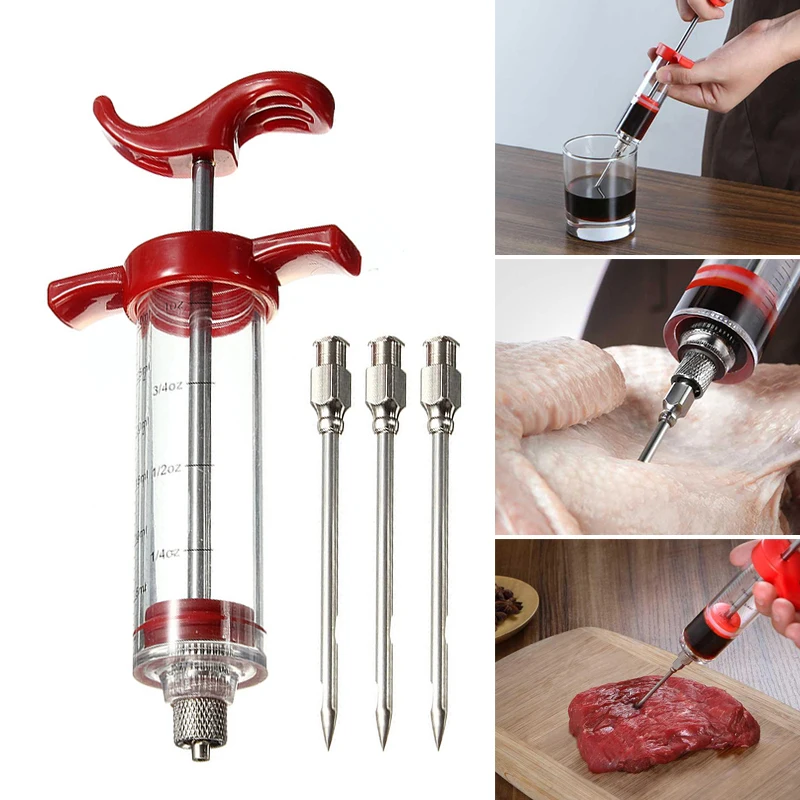 

Food Grade PP Stainless Steel Needles Spice Syringe Set BBQ Meat Flavor Injector Kithen Sauce Marinade Syringe Accessory