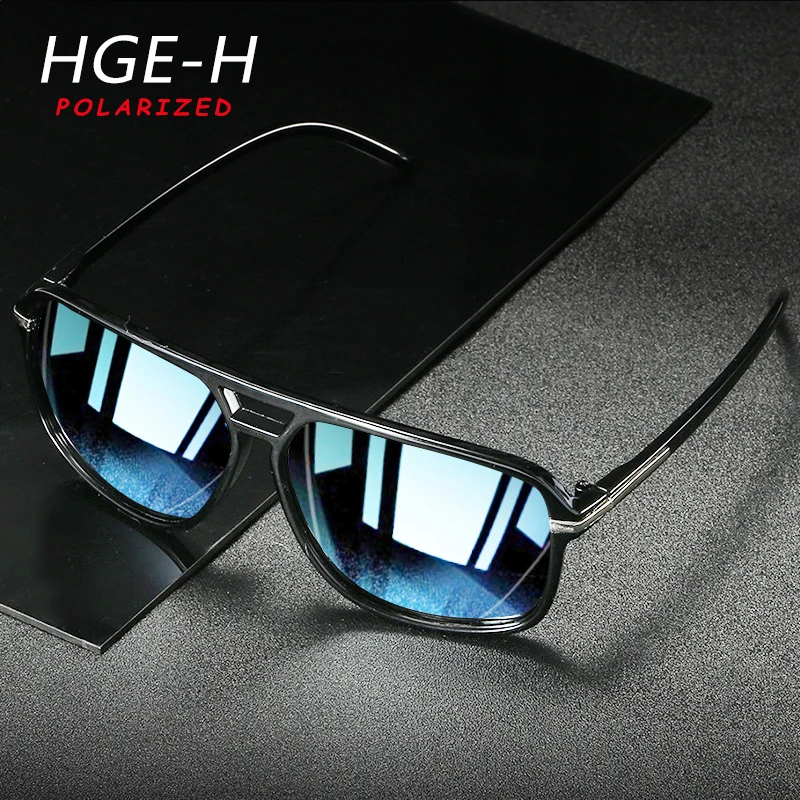 Мужские солнцезащитные очки с квадратными поляризационными стеклами