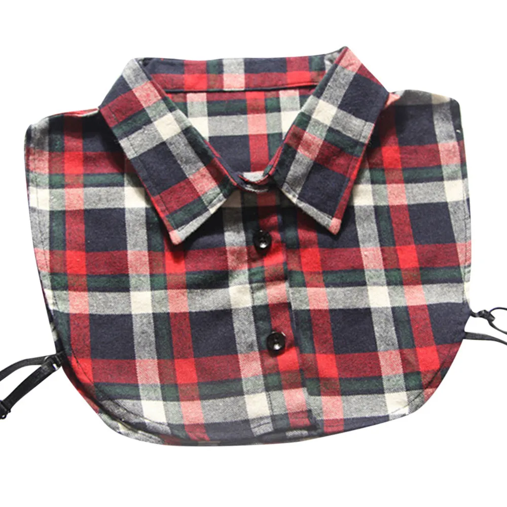 2020 женский клетчатый воротник с принтом поддельный свободный отложной накладные