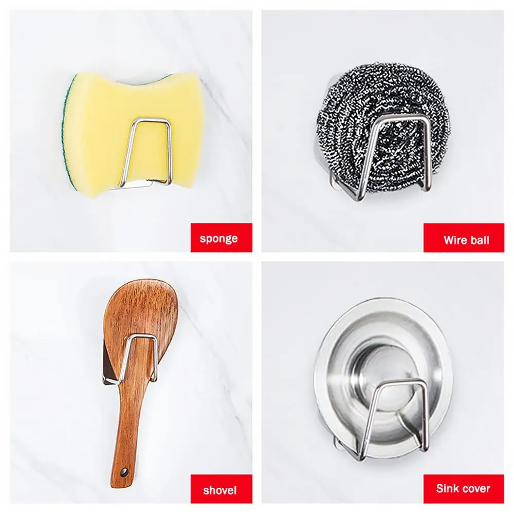 

Kitchen Stainless Steel Sponges Holder Self Adhesive Sink Sponges Drain Drying Rack Kitchen Sink Accessories Storage Organizer