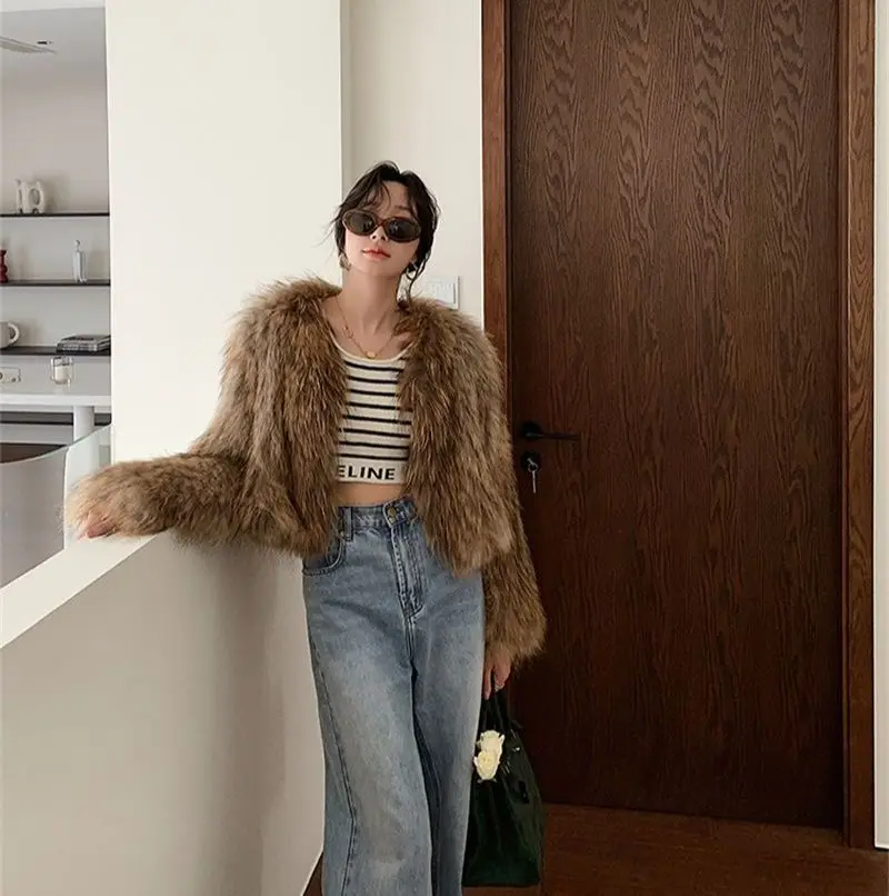 Роскошные женские пальто FANIECES из искусственного меха зимний пушистый Кардиган с