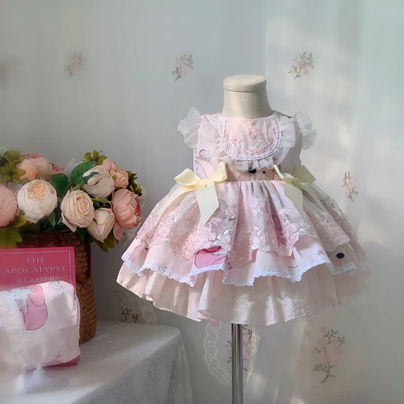 

Spanish Baby Girls Dress Lolita Embroidery Girls Ball Gowns Kids Childs Princess Birthday Party Clothes Summer New Girls Dresses