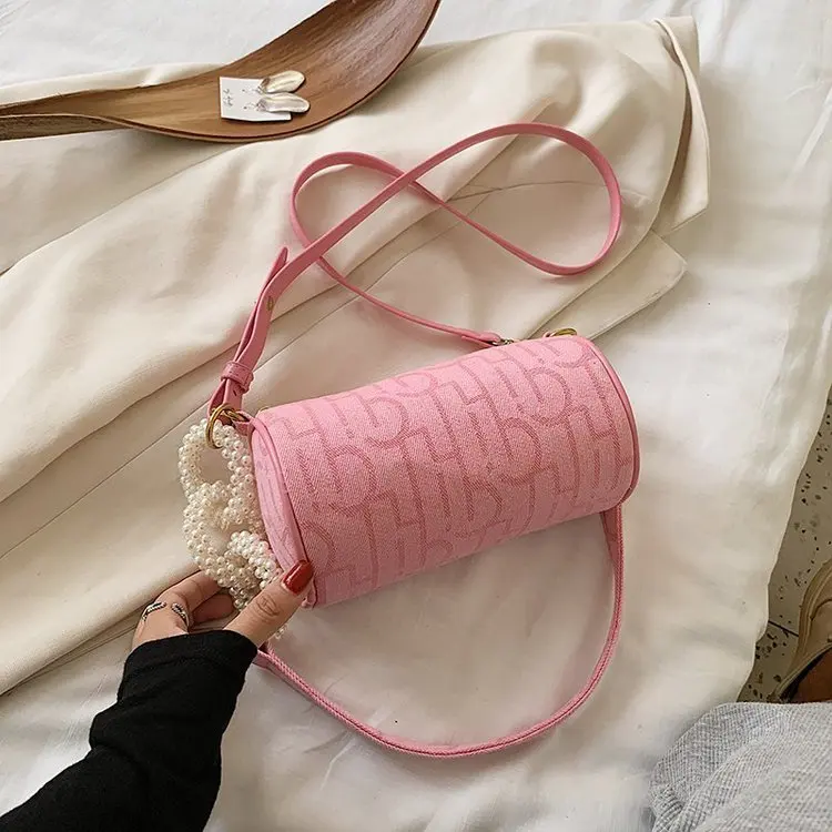 Женская джинсовая сумка на ремешке Пляжная хлопковая мини для подмышек с