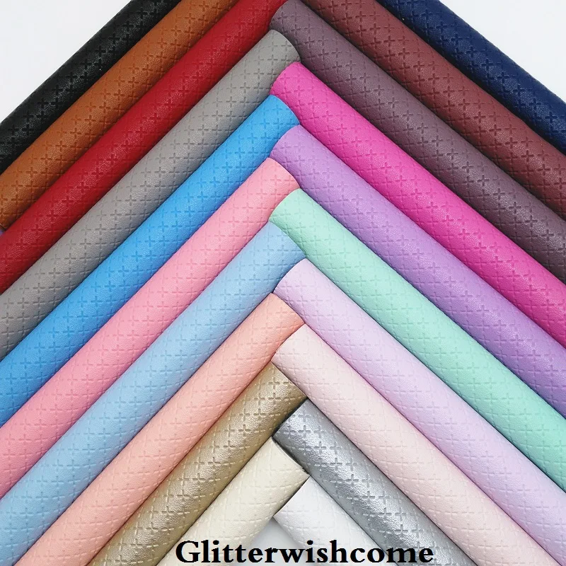 Мини рулон Glitterwishcome 30 х134 см ткань из искусственной кожи тисненная перекрестная