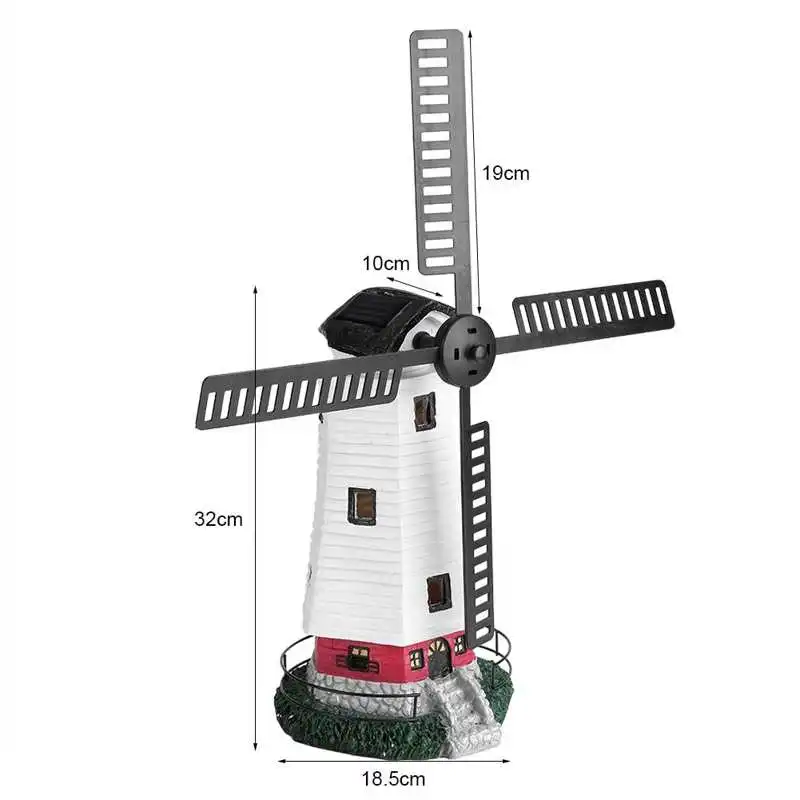 

Solar Powered LED Windmill Light Lighthouse Rotating Garden Light House Decoration Ornament