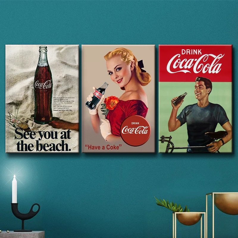 

Coke Retro Posters and Prints Bar Retro Wall Decoration Painting Poster Girl Art Picture Canvas Painting Kitchen Decoration