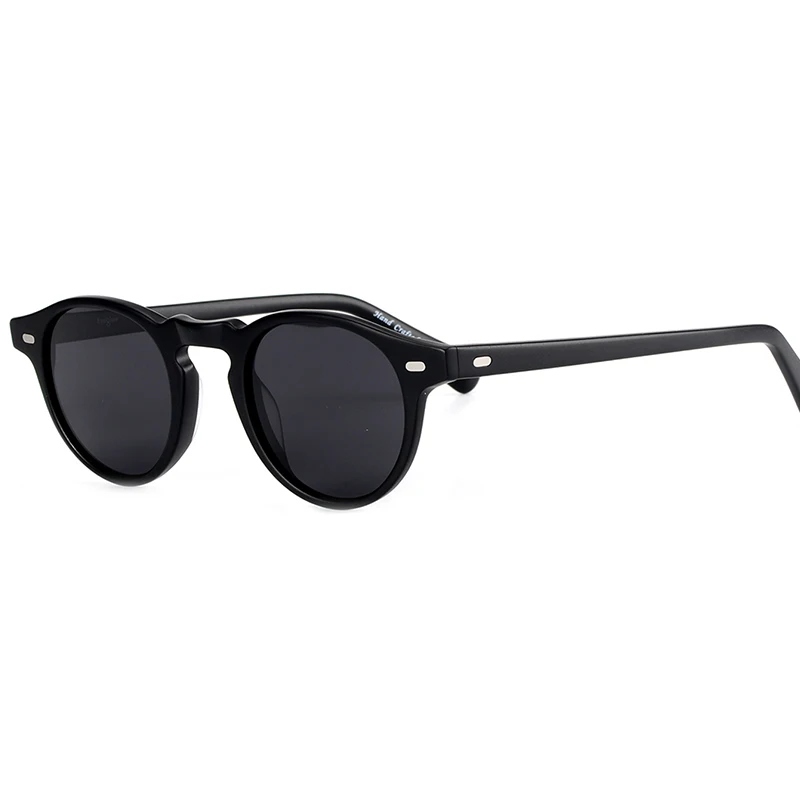 black-gray Gregory Peck солнцезащитные очки в стиле ретро, круглые оправа OV5186 Для Мужчин Поляризованные Винтаж очки Для женщин очки для вождения автомобиля свет ацетатные очки круглые очки - Цвет линз: black-gray