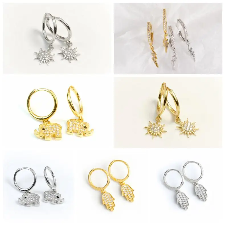 

925 Sterling Silver Petite Gold Creativity Multiple Styles Stud Earrings for Women Small Lovely Earrings Fashion Fine Jewelry