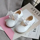 Одежда для новорожденных с цветочным рисунком детский с бантиком для девочек туфли из настоящей кожи, для младенцев и детей дошкольного возраста, для маленьких девочек, белые вечерние свадебные модельные туфли новые 2020