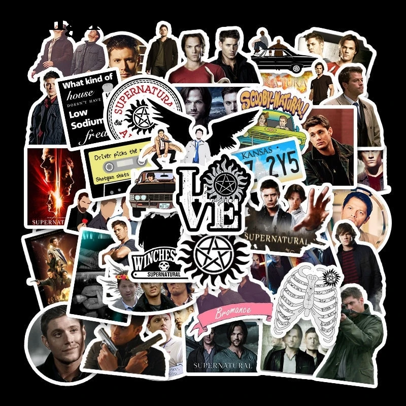 

CA1113 50pcs/set Supernatural TV SHOW Stickers Waterproof PVC Skateboard Luggage Snowboard Motorcycle Funny Stickers Child Toys