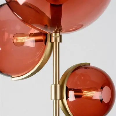 

Nordic red glass chandelier restaurant shop modern minimalist bedroom designer Italian creative three-head lamp
