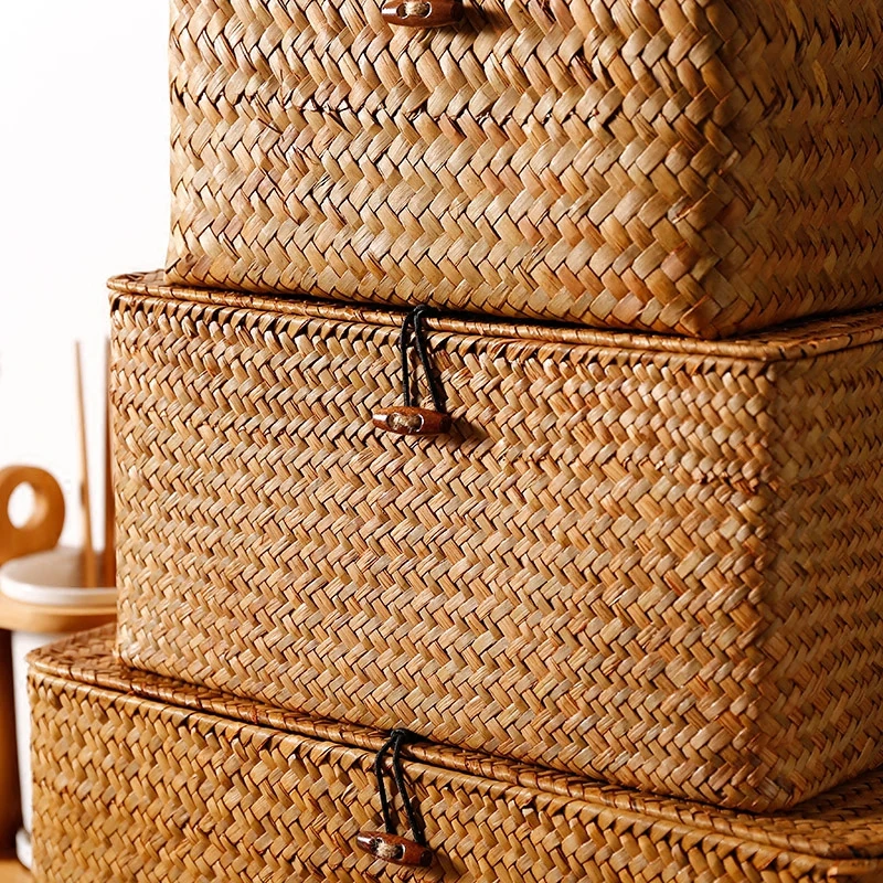 Коробка для хранения соломы плетеная коробка ручная работа|Коробки и ящики