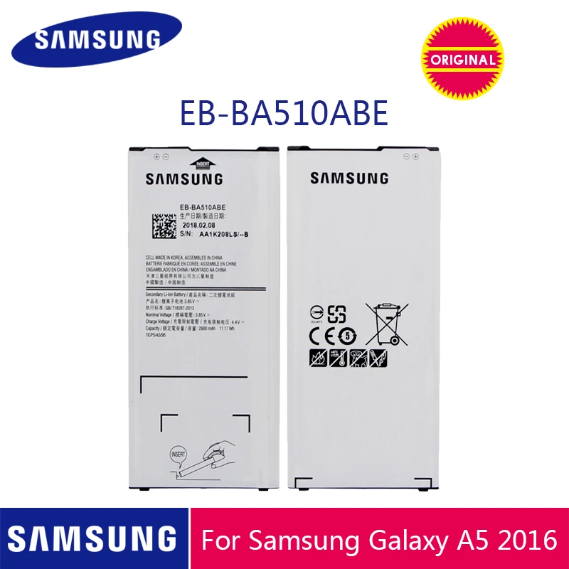 Samsung телефон Батарея EB-BA510ABE 2900 мАч для samsung Galaxy A5 A510 A510F A5100 A510M A510FD A510K A510S