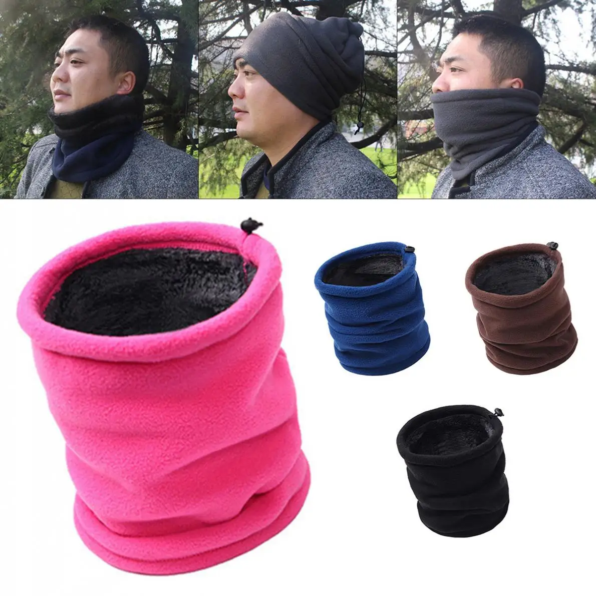 

Warm scarf Outdoor Multifunctional Scarf Thermal Double Layers Polar Fleece Winter Warm Fleece Snood Neck Warmer Ski Hat