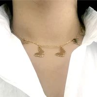 gold silver color butterfly anchor tassels necklack for women stainless steel non fading necklace neck chains choker jewellery