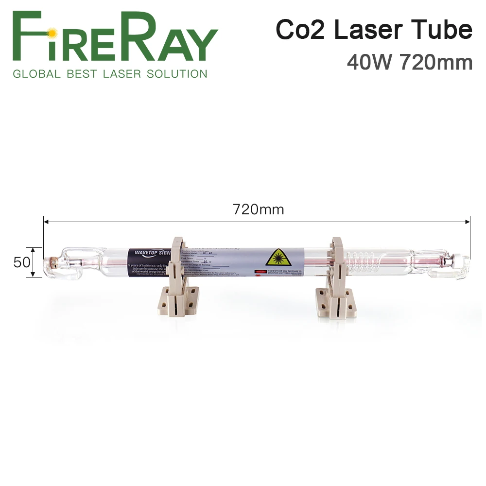 Стеклянная лазерная трубка FireRay Co2 диаметром 50 мм 40 Вт 720 820 стеклянная Лазерная
