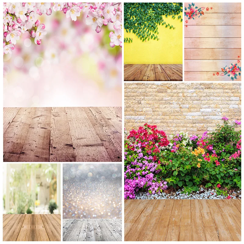 

Spring Photography Background Leaves Flower Wood Floor Vinyl Backdrop Studio Photo for Children Newborn Photocall 210320CAT-02