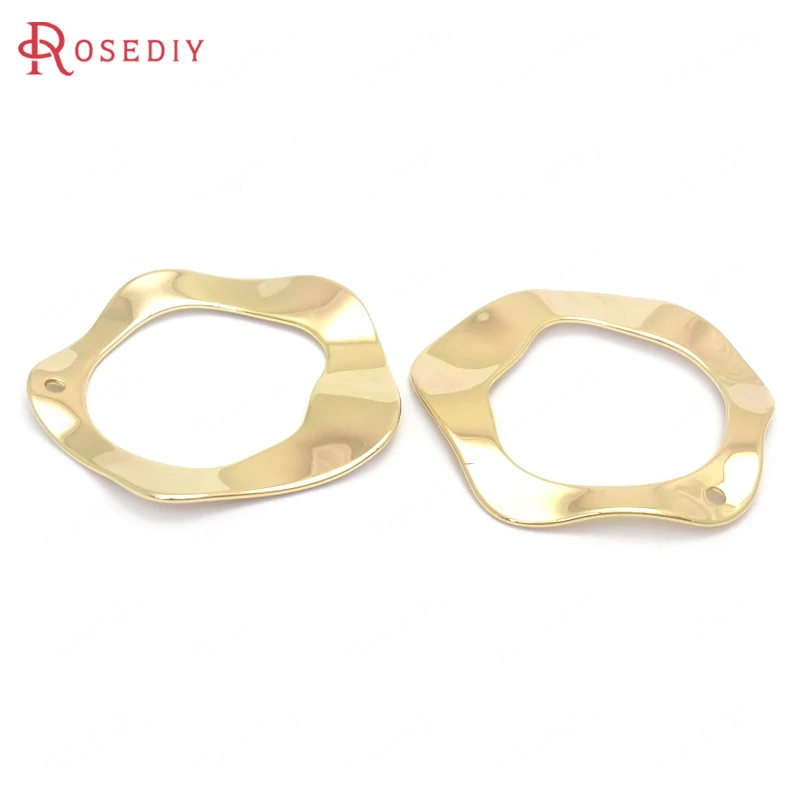 Латунные подвески кольца неправильной формы размером 35 мм и 24 кар 6 шт. фурнитура