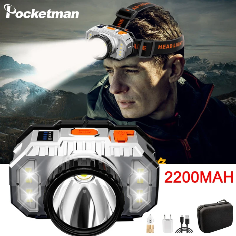 

2021 New LED Headlamp Strong Light Super Bright Head-Mounted Flashlight Outdoor Household Rechargeable Night Fishing Headlight