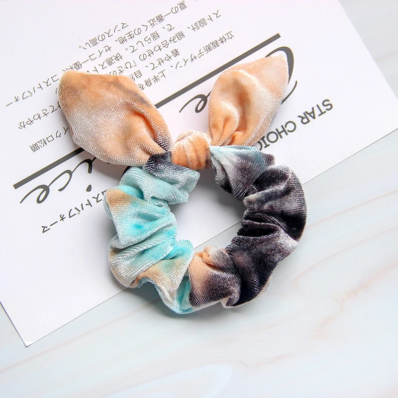 

Lovely Bunny Ears Elastic Hair Bands Hair Rings Tie-dye Velvet Large Intestine Hair Tie Loop Sweet Hair Scrunchies Ear Headdress