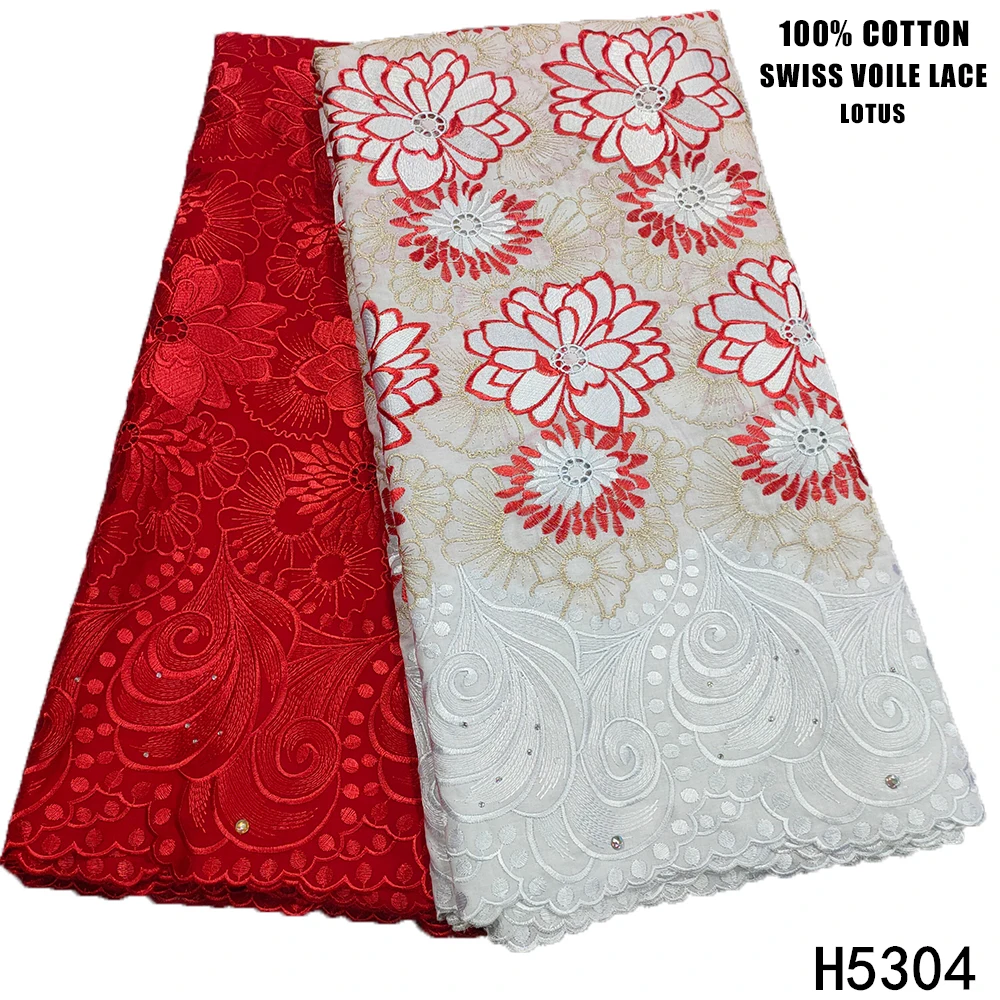 

African Lace Fabric Dubai voile suisse coton 2021 broderie tissu brodé autriche coton 100 % Swiss Lace Fabric For Party HJ5304