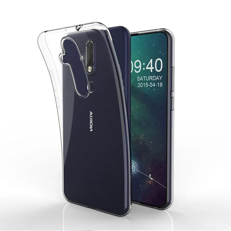 Прозрачные мягкие ТПУ чехлы для Nokia X71/8 1 Plus 2019 тонкий прозрачный силиконовый 360