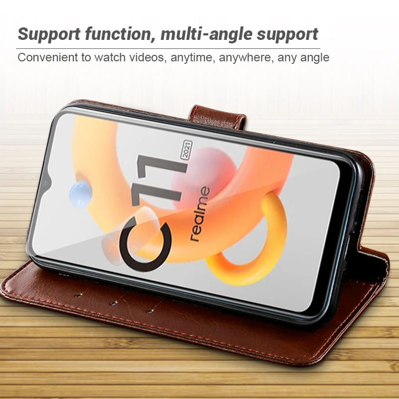 book style leather magnetic stand flip phone covers case for realm relme realmy realme realmi c11 c 11 2021 6 5 coque free global shipping