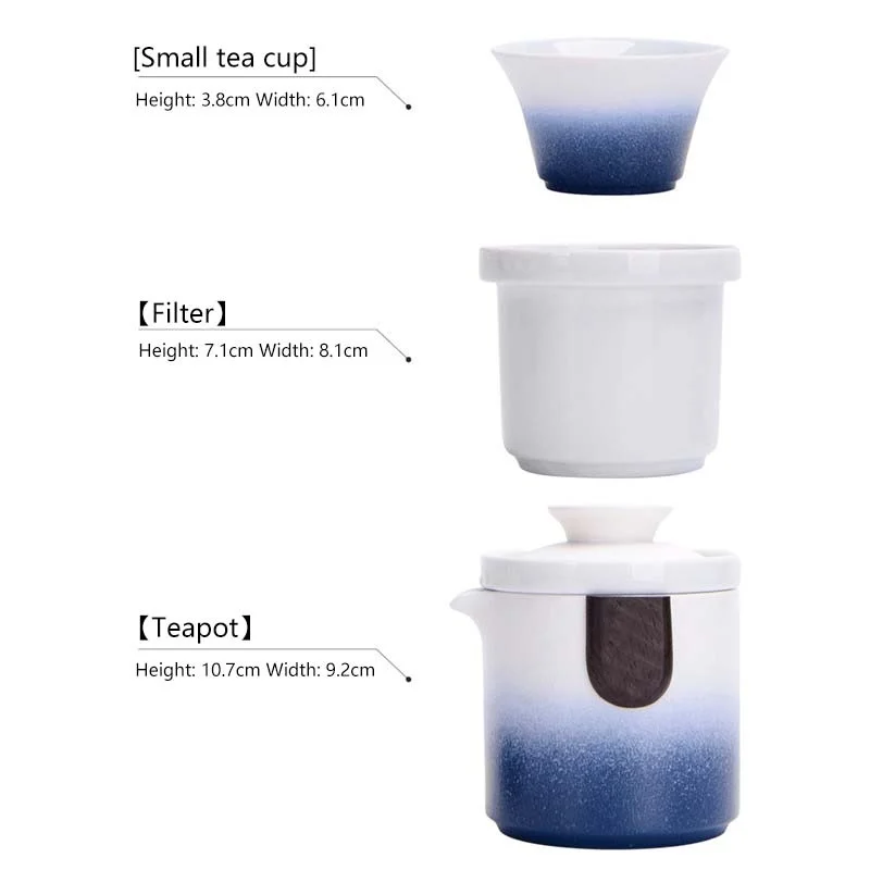 

Gradient Travel Tea Set Outdoor Portable One Pot and Three Cups of Ceramic Kungfu Tea Set