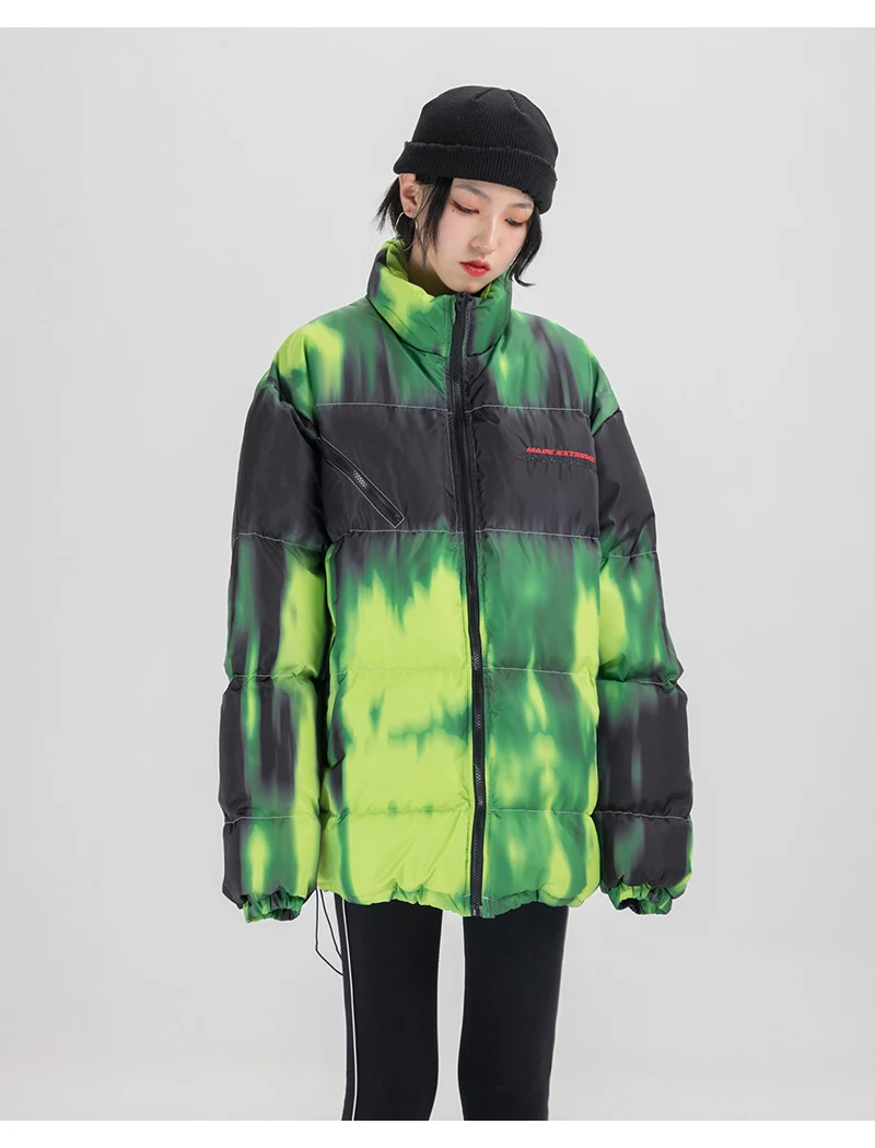 Иллюзия Tie Dye Puffer стеганая зимняя куртка мужская парка хип-хоп уличная куртка пуховик пальто Верхняя одежда ветровка мужская верхняя одежда