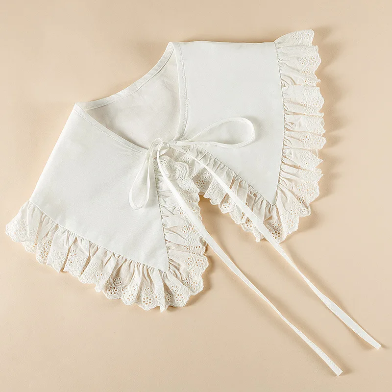 

Cotton White Lapel Fake Collar Shawl Girls Ruffles Half Shirt Shawl Wrap Lapel Detachable Collars Necklace False Collar
