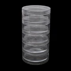 5 Слои стекируемые бисера контейнеры мелких предметов Пластик Круглый прозрачный сосуд для хранения коробка 50PE