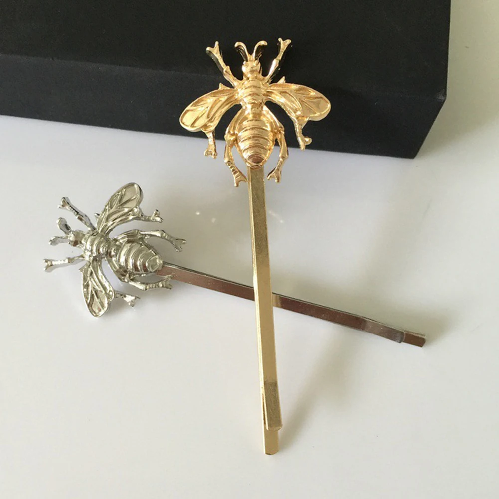 

1 PC Women's Fashion Elegant Style Girl Exquisite Gold Bee Hairpin Side Clip Elegant Hair Clips Sweet Headwear Hair Accessories