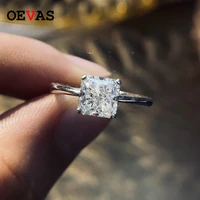 oevas 100 925 sterling silver sparkling square high carbon diamond wedding rings for women engagement party fine jewelry gifts
