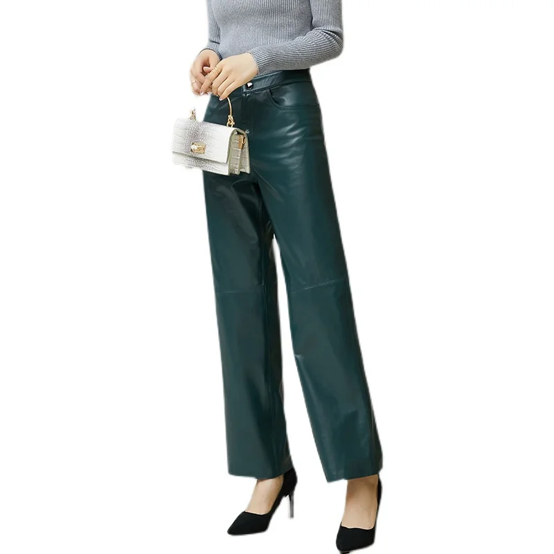 Кожаные Брюки женские осенние и