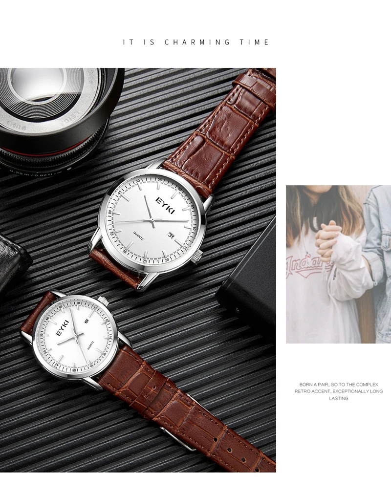 EYKI 1151 Luxury Quartz Watch Men Women Casual Wristwatch Lovers Watches Leather Watchband Clock Male  relogio masculi 2019 News